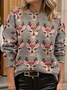 Damen Weihnachten Print Frühling/Herbst Lässig Langarm Rundhals Pullover