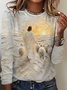 Damen Jesus Kopieren Langarm T-Shirts T-Shirt Rundhals Print Lässig Frühling/Herbst T-Shirt mit Grafik Oberteile