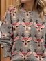 Damen Weihnachten Print Frühling/Herbst Lässig Langarm Rundhals Pullover
