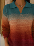 Damen Abstrakt Print Frühling/Herbst Lässig Langarm Schalkragen Pullover