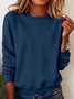 Damen Unifarben Rundhals Lässig Frühling/Herbst Langarm Sweatshirt