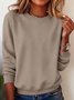 Damen Unifarben Rundhals Lässig Frühling/Herbst Langarm Sweatshirt