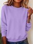 Damen Unifarben Rundhals Lässig Frühling/Herbst Langarm Sweatshirt