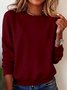 Damen Unifarben Rundhals Lässig Frühling/Herbst Langarm Sweatshirt