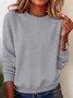 Damen Unifarben Rundhals Lässig Frühling/Herbst Langarm Sweatshirt