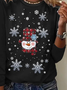 Damen Weihnachtsschneemann Langarm T-Shirts T-Shirt Rundhals Print Lässig Frühling/Herbst T-Shirt mit Grafik Oberteile