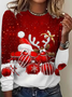 Damen Weihnachten Langarm T-Shirts T-Shirt Rundhals Print Lässig Frühling/Herbst T-Shirt mit Grafik Oberteile