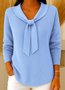 Damen Unifarben Frühling/Herbst Lässig Langarm V-Ausschnitt Baumwolle Pullover