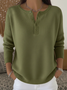 Damen Unifarben Print Frühling/Herbst Lässig Langarm Rundhals Pullover
