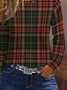 Damen Kariert Langarm T-Shirts T-Shirt Rundhals Print Lässig Frühling/Herbst T-Shirt mit Grafik Oberteile