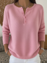 Damen Unifarben Print Frühling/Herbst Lässig Langarm Rundhals Pullover