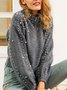 Damen Unifarben Perlen Winter Straße Ballon-Ärmel Langarm Mock Neck Baumwollmischung Pullover