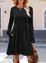 Damen Unifarben Langarm Frühling/Herbst Nahtverarbeitung Kleid Rundhals Täglich Lässig Mini Tanktop A-Linien-Kleid