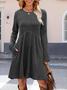 Damen Unifarben Langarm Frühling/Herbst Nahtverarbeitung Kleid Rundhals Täglich Lässig Mini Tanktop A-Linien-Kleid