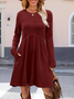 Damen Unifarben Langarm Frühling/Herbst Nahtverarbeitung Kleid Rundhals Täglich Lässig Mini Tanktop A-Linien-Kleid