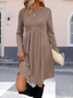 Damen Unifarben Langarm Frühling/Herbst Nahtverarbeitung Kleid Rundhals Täglich Lässig Mini Tanktop A-Linien-Kleid