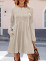 Damen Unifarben Langarm Frühling/Herbst Nahtverarbeitung Kleid Rundhals Täglich Lässig Mini Tanktop A-Linien-Kleid