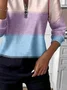 Damen Multifarben Block Rundhals Print Lässig Frühling/Herbst Langarm Sweatshirt