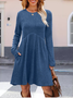 Damen Unifarben Langarm Frühling/Herbst Nahtverarbeitung Kleid Rundhals Täglich Lässig Mini Tanktop A-Linien-Kleid