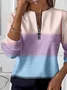 Damen Multifarben Block Rundhals Print Lässig Frühling/Herbst Langarm Sweatshirt