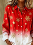 Damen Weihnachten Langarm Bluse Frühling/Herbst Schnalle Hemdkragen Normale Ärmel Täglich Lässig Oberteile