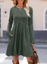 Damen Unifarben Langarm Frühling/Herbst Nahtverarbeitung Kleid Rundhals Täglich Lässig Mini Tanktop A-Linien-Kleid