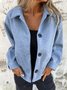 Damen Frühling/Herbst Oberbekleidung Retro Nahtverarbeitung Unifarben Langarm Schalkragen Jacke