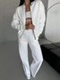 Damen Unifarben Nahtverarbeitung Zweiteiliges Set Täglich Langarm Lässig Frühling/Herbst Bluse mit Hose Matching Set