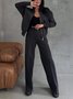 Damen Unifarben Nahtverarbeitung Zweiteiliges Set Täglich Langarm Lässig Frühling/Herbst Bluse mit Hose Matching Set