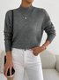 Damen Unifarben Nahtverarbeitung Winter Straße Langarm Mock Neck Pullover