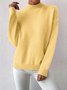 Damen Unifarben Nahtverarbeitung Winter Straße Langarm Mock Neck Pullover