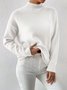 Damen Unifarben Nahtverarbeitung Winter Straße Langarm Mock Neck Pullover
