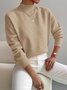 Damen Unifarben Nahtverarbeitung Winter Straße Langarm Mock Neck Pullover