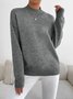 Damen Unifarben Nahtverarbeitung Winter Straße Langarm Mock Neck Pullover