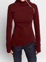 Damen Unifarben Mock Neck Nahtverarbeitung Retro Frühling/Herbst Langarm Sweatshirt