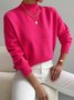 Damen Unifarben Nahtverarbeitung Winter Straße Langarm Mock Neck Pullover