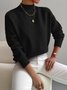 Damen Unifarben Nahtverarbeitung Winter Straße Langarm Mock Neck Pullover