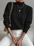 Damen Unifarben Nahtverarbeitung Winter Straße Langarm Mock Neck Pullover