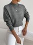 Damen Unifarben Nahtverarbeitung Winter Straße Langarm Mock Neck Pullover