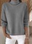 Damen Unifarben Frühling/Herbst Lässig Langarm Rollkragen Pullover