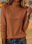 Damen Unifarben Frühling/Herbst Lässig Langarm Rollkragen Baumwolle Pullover