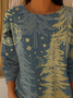 Damen Weihnachten Print Frühling/Herbst Lässig Langarm Rundhals Pullover