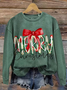 Damen Weihnachten Rundhals Print Lässig Frühling/Herbst Langarm Sweatshirt