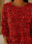 Damen Stern Print Frühling/Herbst Lässig Langarm Rundhals Pullover