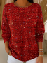 Damen Stern Print Frühling/Herbst Lässig Langarm Rundhals Pullover