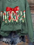 Damen Weihnachten Rundhals Print Lässig Frühling/Herbst Langarm Sweatshirt