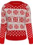Damen Unifarben Print Winter Lässig Langarm Rundhals Pullover