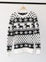 Damen Schneeflocke Print Winter Lässig Langarm Rundhals Pullover
