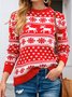 Damen Schneeflocke Print Winter Lässig Langarm Rundhals Pullover