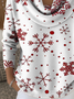 Damen Weihnachten Print Frühling/Herbst Lässig Langarm Wasserfallausschnitt Pullover